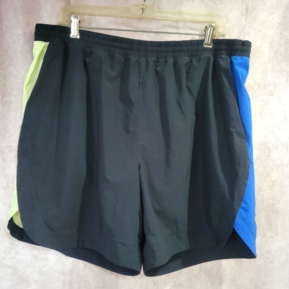 Men's Peloton Black and Blue Athletic Shorts with Moisture-Wicking Fabric